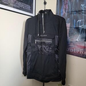 Black utility techwear hoodie